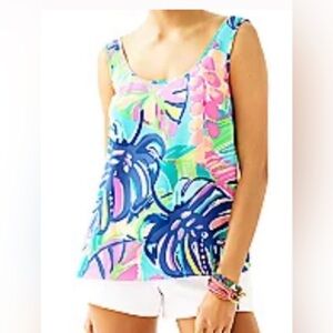 Lilly Pulitzer Cosmos Tank Top in Exotic garden print. Size L.